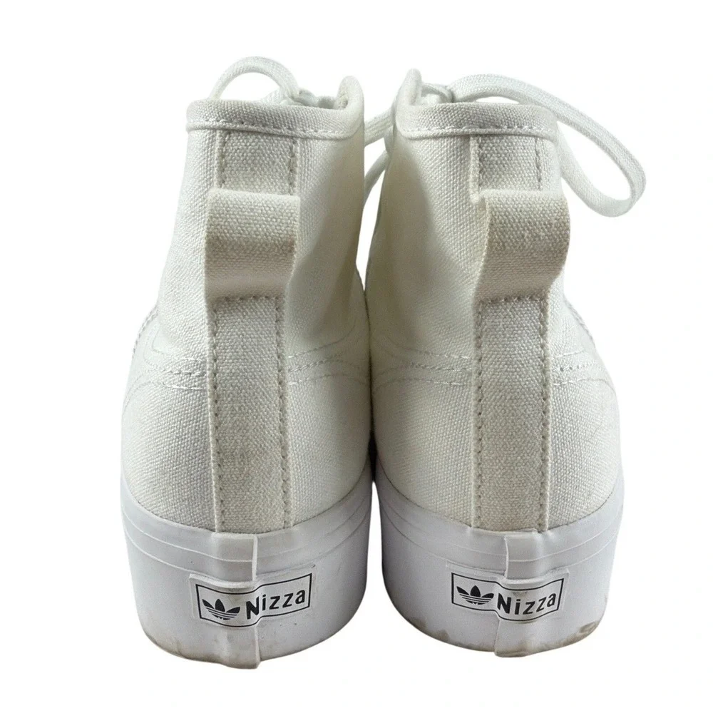 Adidas Nizza Platform High Top‎ Sneakers Womens Size 8 White Canvas FY2782
